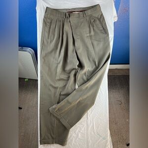 Vintage Wool Pleated Dress Pants Made in Italy Olive Green Men’s 38